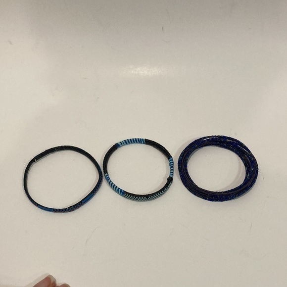 Three 3 Blue Boho Bangle bracelets​​​​​​​ - Picture 7 of 8